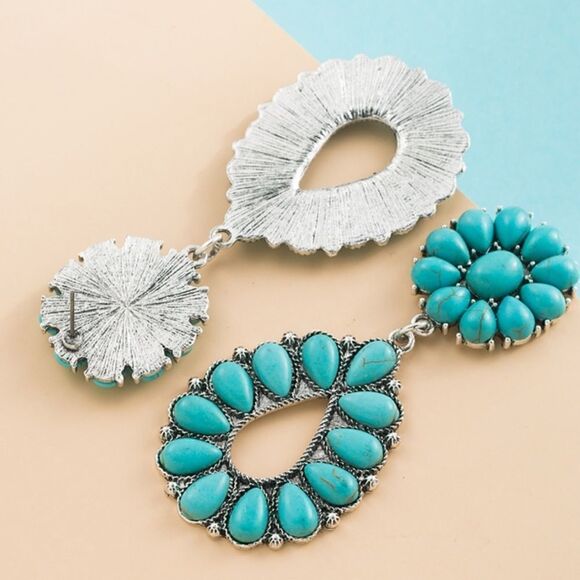 NWT Turquoise Squash Blossom Earrings - Picture 3 of 4